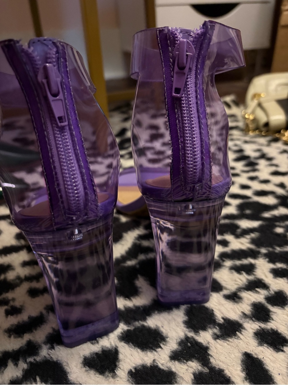 INC International Concepts Translucent Purple Block Heel Sandals - Picture 3 of 3